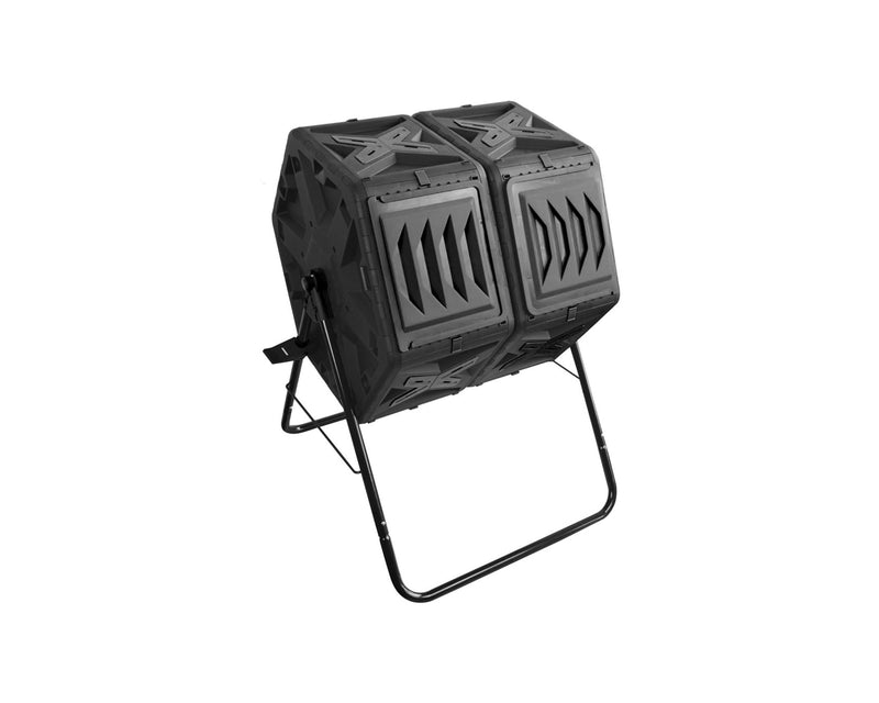 140L Twin Barrel Compost Tumbler Combo - Tumbler & Caddy