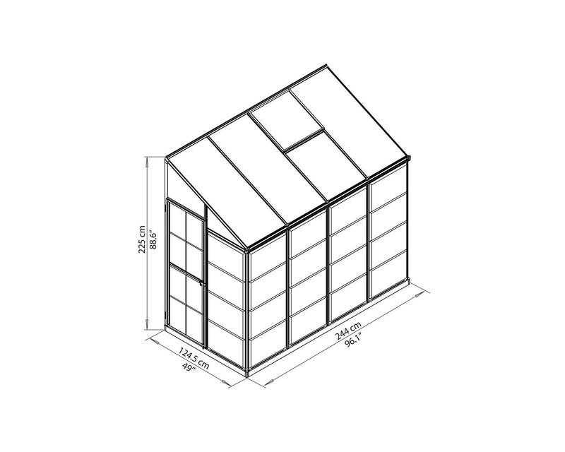 Greenhouse Lean-To 8ft x 4ft