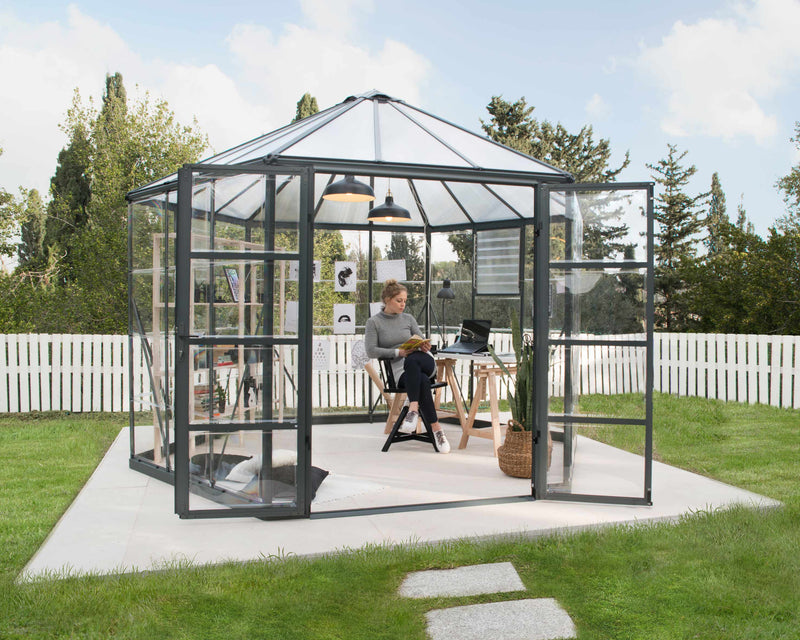 Oasis 12 ft. Greenhouse Kit - Grey Structure & Hybrid Panels