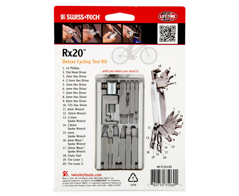 Swiss+Tech Rx20 Deluxe Cycling Tool Kit - Silver