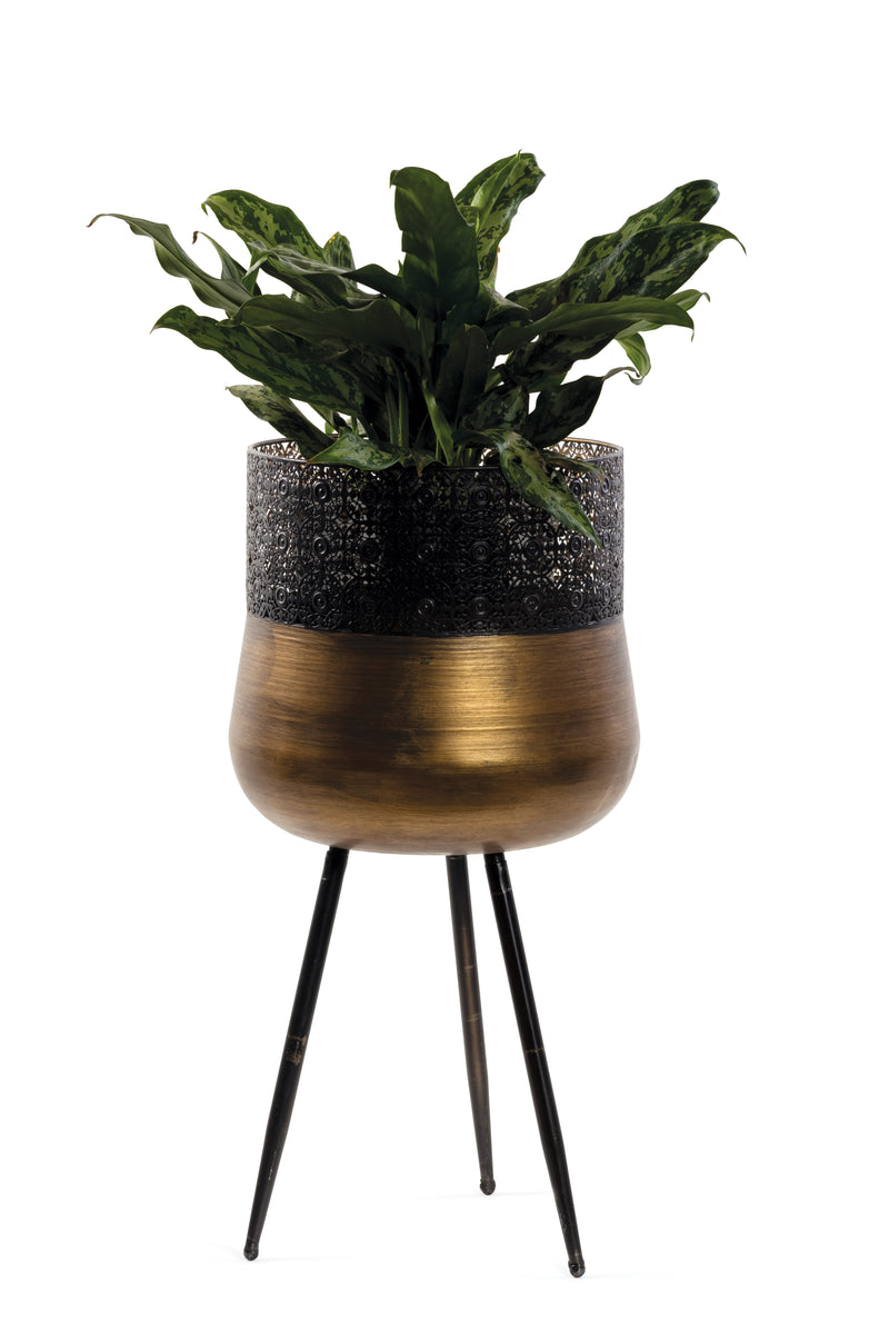 Moroccan Lace Planter on Legs - Antique Bronze