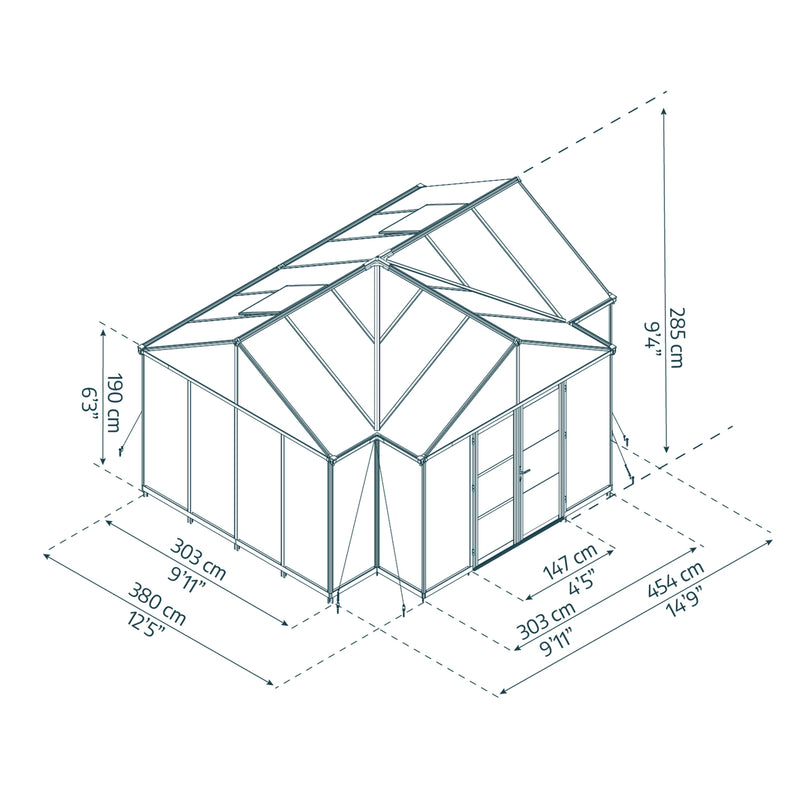 Triomphe Orangery  Garden Chalet Greenhouse - Black Frame