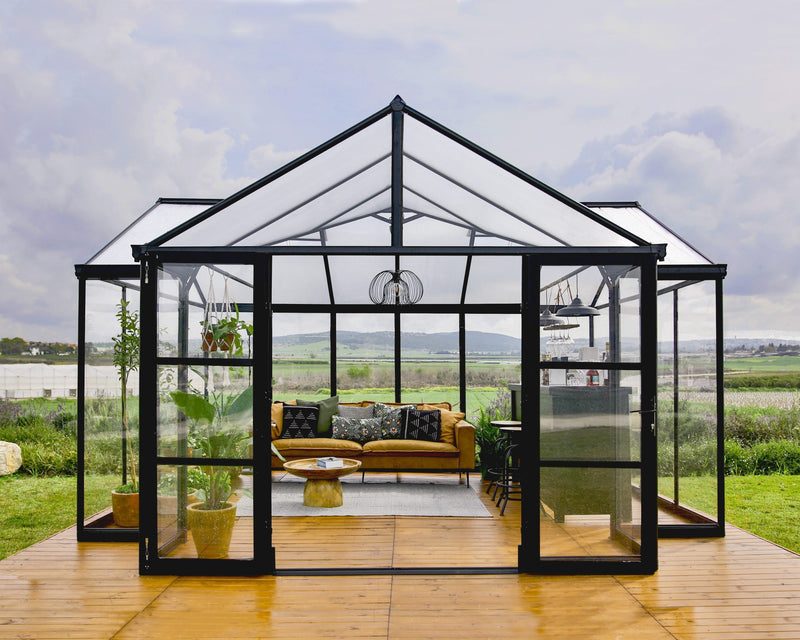 Triomphe Orangery  Garden Chalet Greenhouse - Black Frame