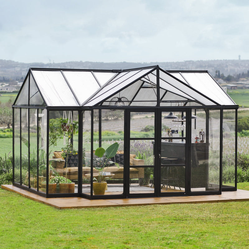 Triomphe Orangery  Garden Chalet Greenhouse - Black Frame