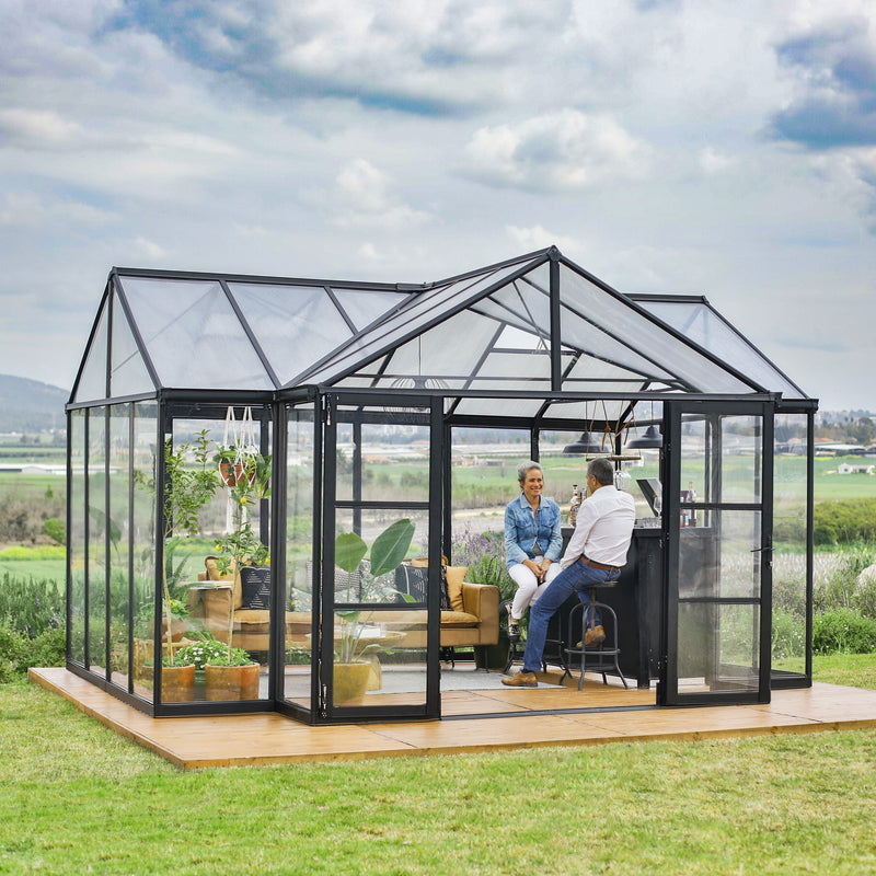 Triomphe Orangery  Garden Chalet Greenhouse - Black Frame