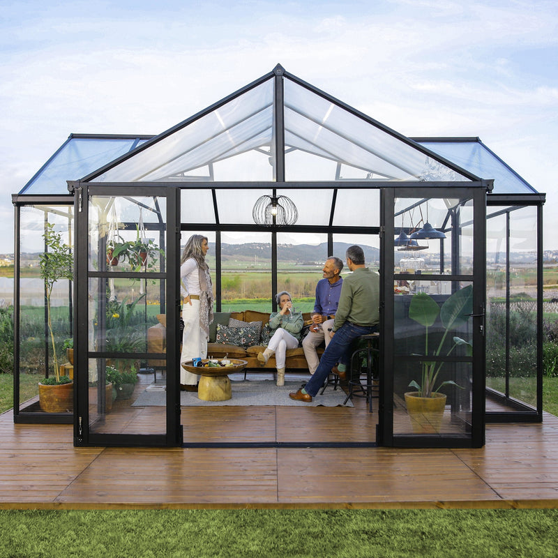 Triomphe Orangery  Garden Chalet Greenhouse - Black Frame