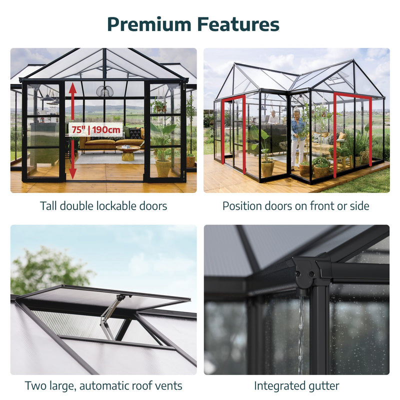 Triomphe Orangery  Garden Chalet Greenhouse - Black Frame