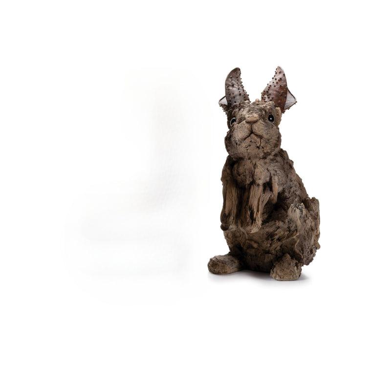 Figurine - Rabbit Squatting Medium - Driftwood Effect