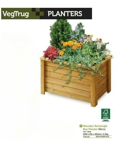 VegTrug Rectangle Box Planter - 60cm